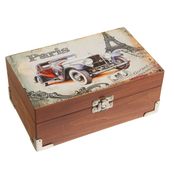 Шкатулка дерево "Ретро авто Париж" 18х10,5х8 см