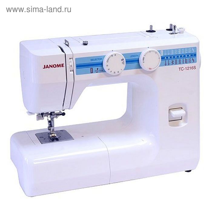 Швейная машина Janome TC-1216S, 60 Вт, 16 операций, автомат, бело-голубая швейная машина janome 603 dc 60 операций автомат бело красная