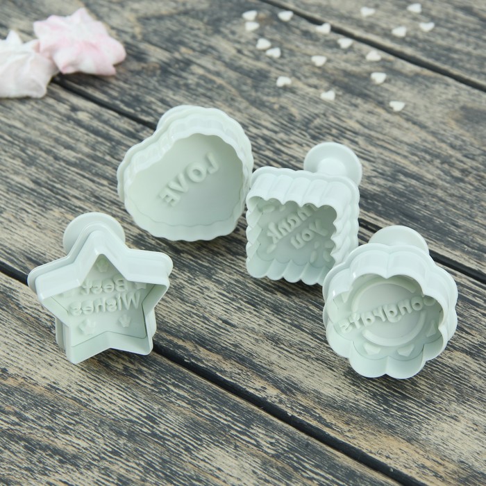 Набор плунжеров кондитерских 5х5 см "Узоры", 4 шт