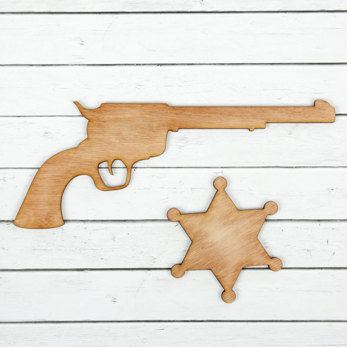 Ковбойский пистолет 21 × 15 см, со значком, тёмно-коричневый