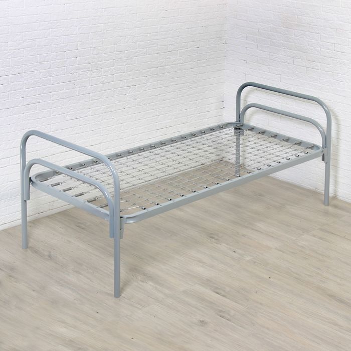 Кровать металлическая, П-образная, одинарная, 1900 × 800 мм, цвет серый