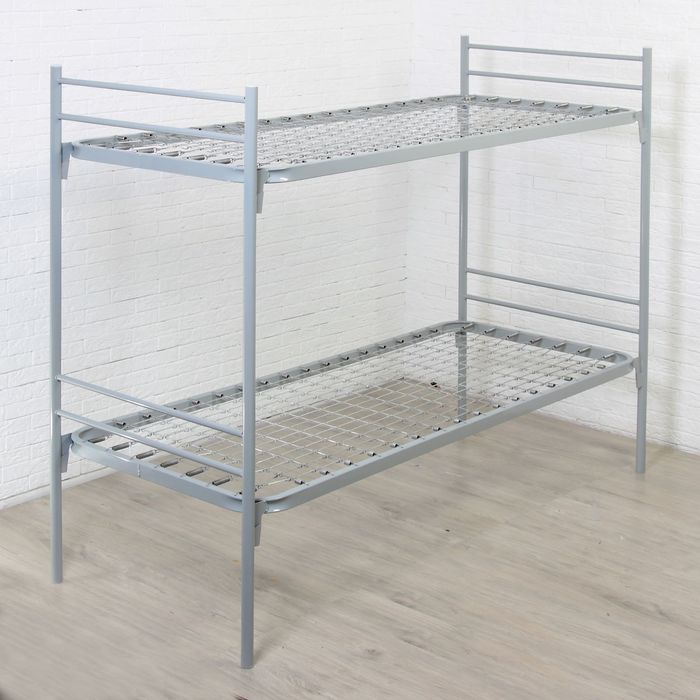 Кровать металлическая двухъярусная «Строитель», 1900 × 800, цвет серый