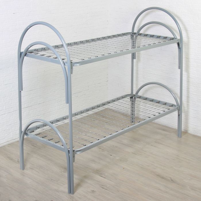 Кровать металлическая, двухъярусная, «Круглая», 1900 × 800 мм, цвет серый