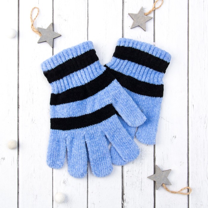 Перчатки молодёжные "Велюр", размер 16 (р-р произв. 8), цвет голубой 58971