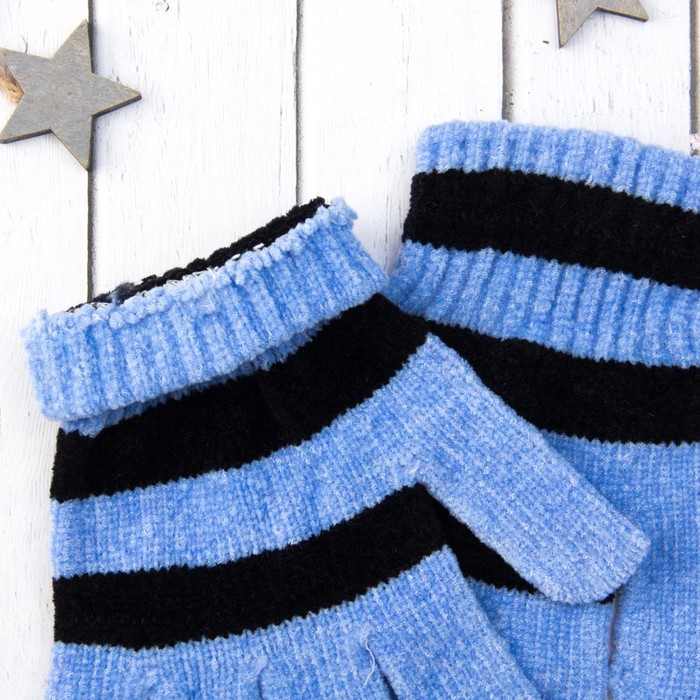 Перчатки молодёжные "Велюр", размер 16 (р-р произв. 8), цвет голубой 58971