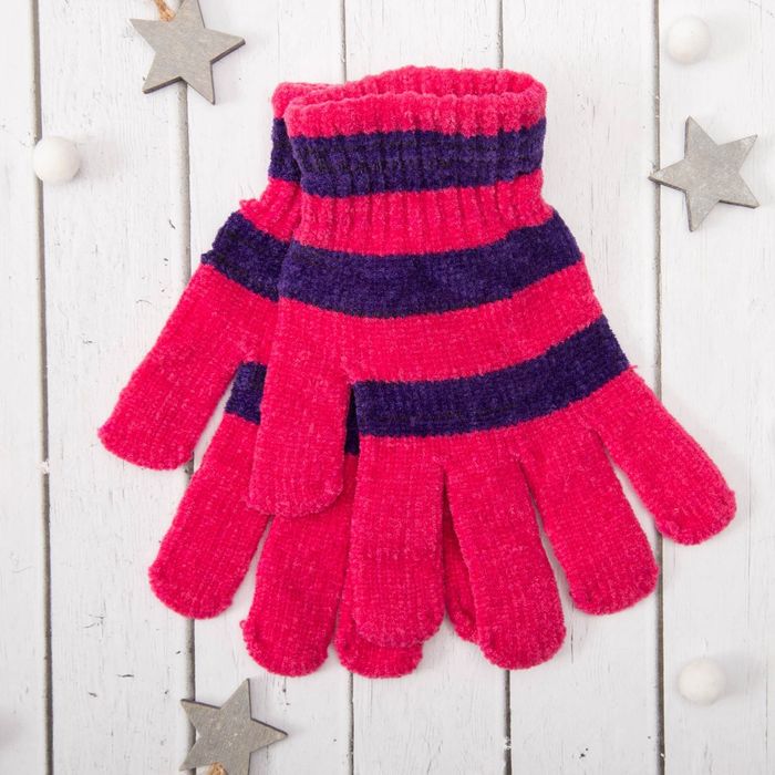 Перчатки молодёжные "Велюр", размер 16 (р-р произв. 8), цвет розовый 58971