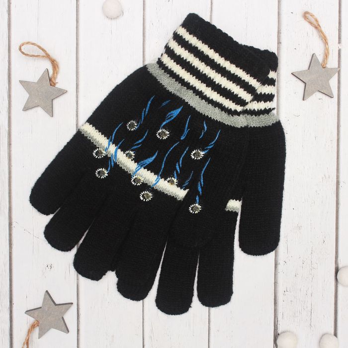 Перчатки молодёжные "Одуванчик", размер 20 (р-р произв. 10), цвет чёрный 65572