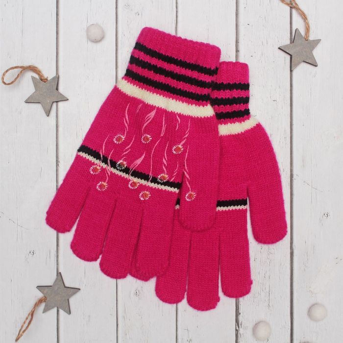 Перчатки молодёжные "Одуванчик", размер 20 (р-р произв. 10), цвет фуксия 65572