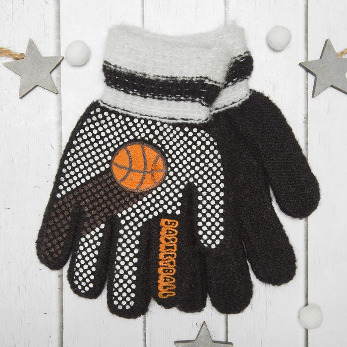 Перчатки с шерстью детские Collorista "Баскетбольный мяч", размер 16 (р-р произв. 8), цвет чёрный
