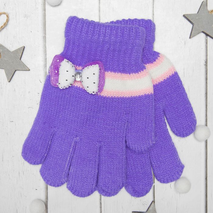 Перчатки с шерстью детские Collorista "Бант", размер 18 (р-р произв. 9), цвет фиолетовый