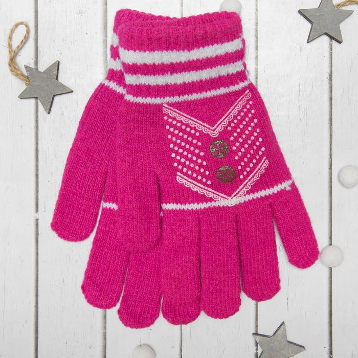 Перчатки с шерстью молодёжные Collorista "Кружевной узор", размер 20 (р-р произв. 10), цвет розовый