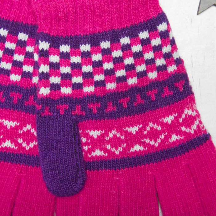 Перчатки с шерстью молодёжные Collorista "Домино", размер 20 (р-р произв. 10), цвет розовый