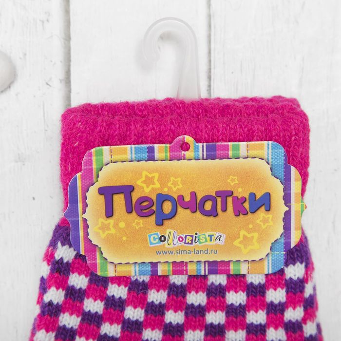 Перчатки с шерстью молодёжные Collorista "Домино", размер 20 (р-р произв. 10), цвет розовый