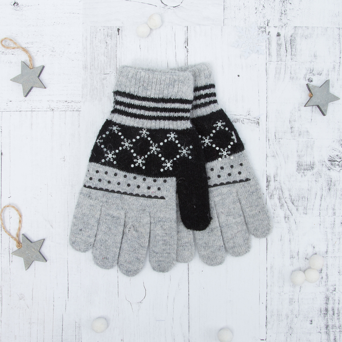 Перчатки с шерстью молодёжные Collorista "Зимушка", размер 21 (р-р произв. 10,5), цвет серый (вид 2)