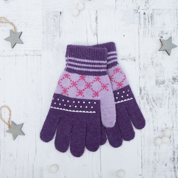 Перчатки с шерстью молодёжные Collorista "Зимушка", размер 21 (р-р произв. 10,5), цвет фиолетовый