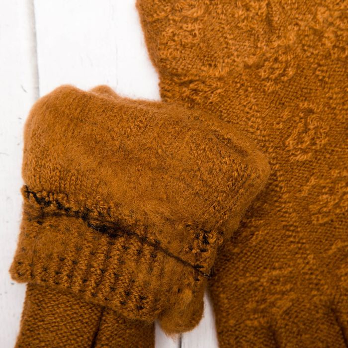 Перчатки молодёжные "Розочка", размер 20 (р-р произв. 10), цвет коричневый, аппликация МИКС 65576