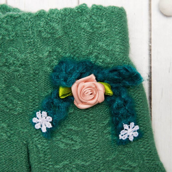 Перчатки молодёжные "Розочка", размер 20 (р-р произв. 10), цвет зелёный, аппликация МИКС 65576