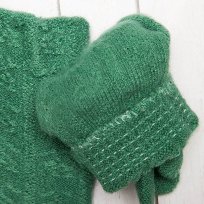 Перчатки молодёжные "Розочка", размер 20 (р-р произв. 10), цвет зелёный, аппликация МИКС 65576