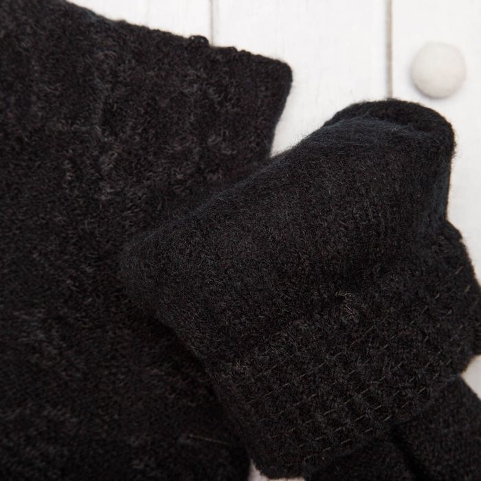 Перчатки молодёжные "Розочка", размер 20 (р-р произв. 10), цвет чёрный, аппликация МИКС 65576