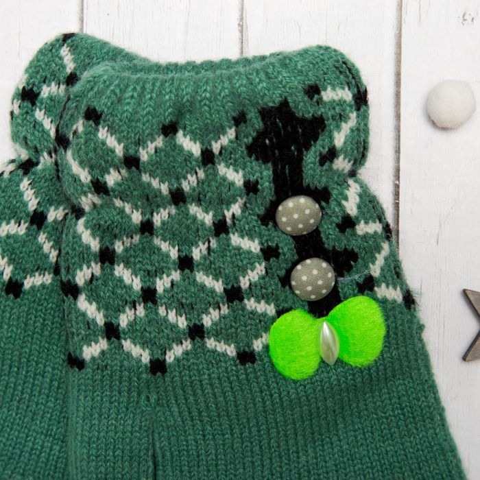 Перчатки молодёжные "Сеточка", размер 20 (р-р произв. 10), цвет зелёный 65574