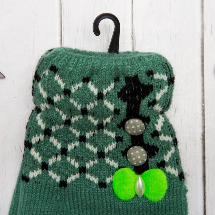 Перчатки молодёжные "Сеточка", размер 20 (р-р произв. 10), цвет зелёный 65574