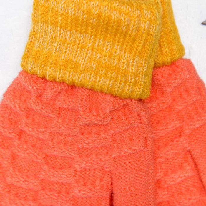 Перчатки молодёжные "Шашки", размер 18 (р-р произв. 9), цвет оранжевый 65577