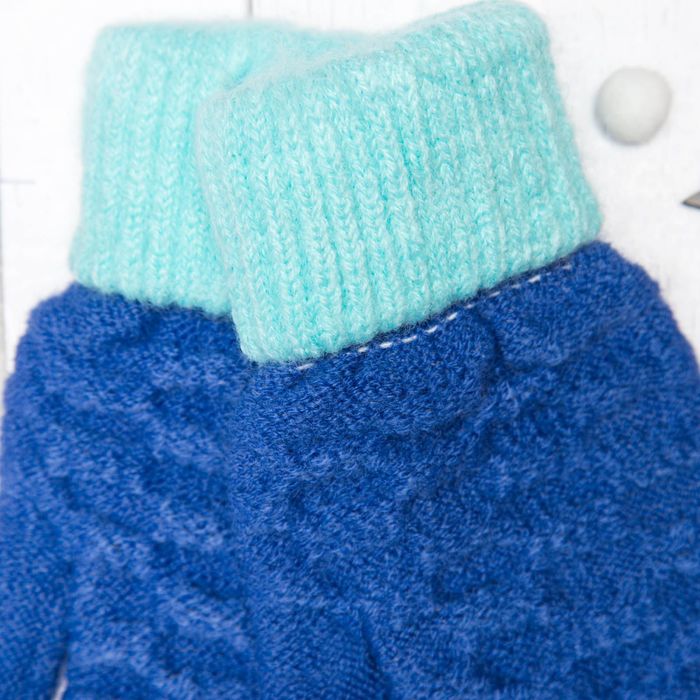 Перчатки молодёжные "Шашки", размер 18 (р-р произв. 9), цвет синий 65577