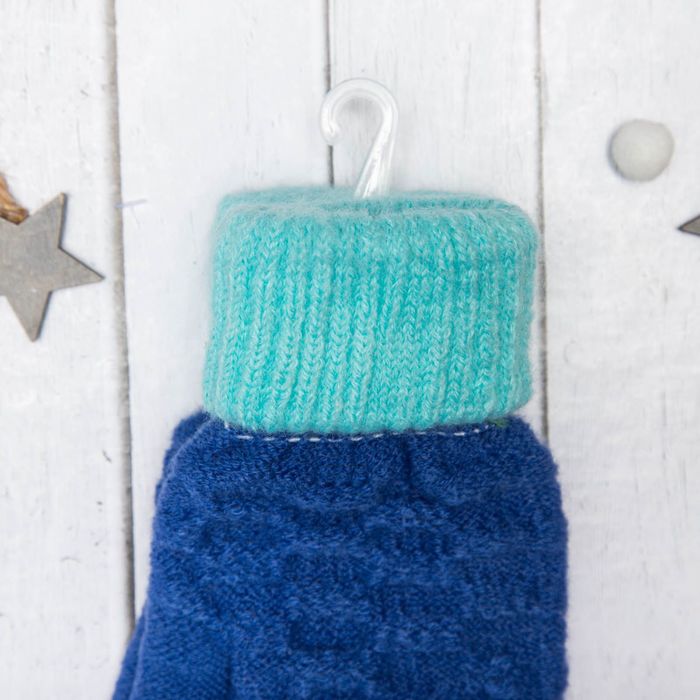 Перчатки молодёжные "Шашки", размер 18 (р-р произв. 9), цвет синий 65577