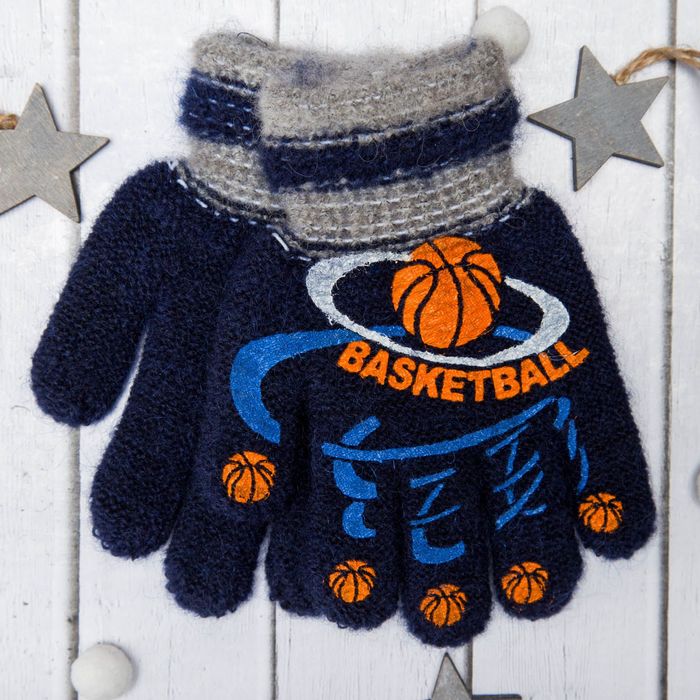Перчатки с шерстью детские Collorista "Баскетбол", размер 14 (р-р произв. 7), цвет синий