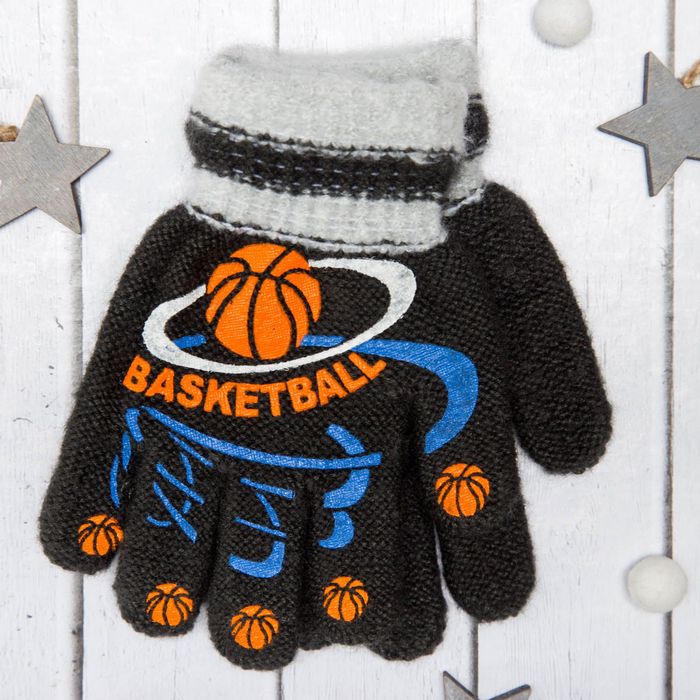 Перчатки с шерстью детские Collorista "Баскетбол", размер 14 (р-р произв. 7), цвет зелёный