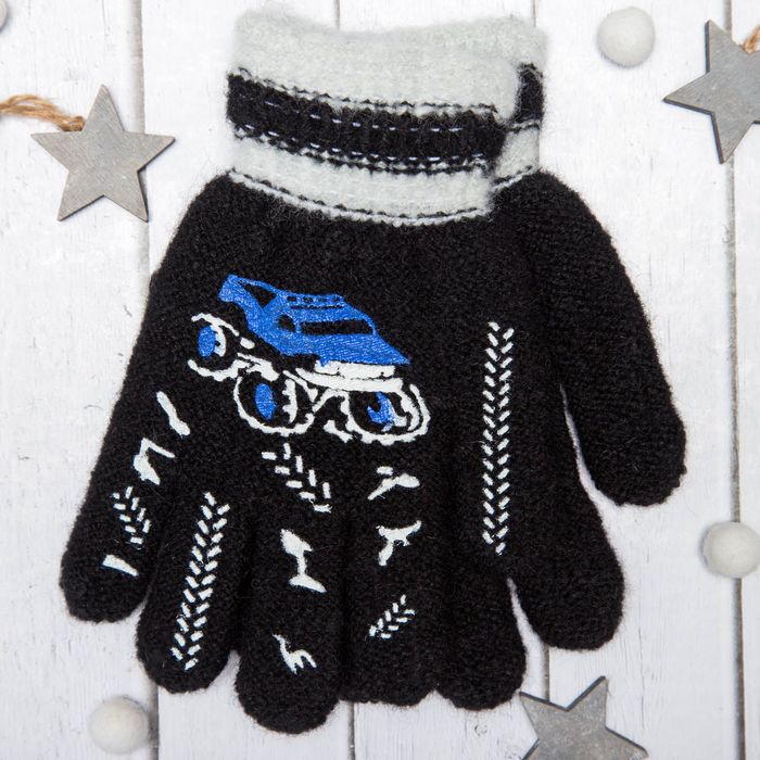 Перчатки шерстяные детские Collorista "Внедорожник", размер 16 (р-р произв. 8), цвет чёрный