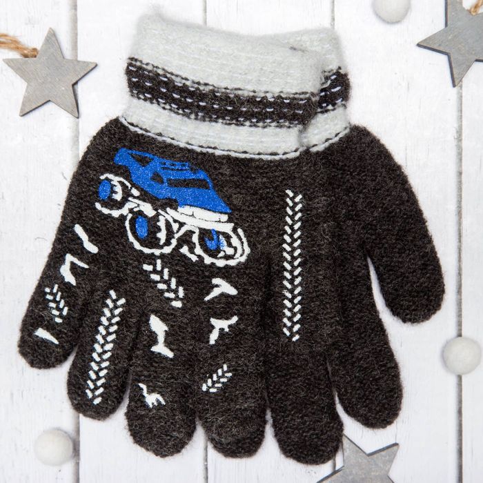 Перчатки шерстяные детские Collorista "Внедорожник", размер 16 (р-р произв. 8), цвет серый