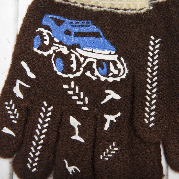 Перчатки шерстяные детские Collorista "Внедорожник", размер 16 (р-р произв. 8), цвет коричневый