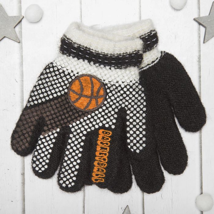 Перчатки с шерстью детские Collorista "Баскетбольный мяч", размер 14 (р-р произв. 7), цвет чёрный