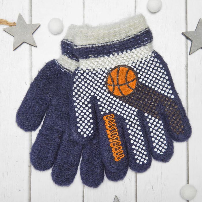 Перчатки с шерстью детские Collorista "Баскетбольный мяч", размер 16 (р-р произв. 8), цвет синий