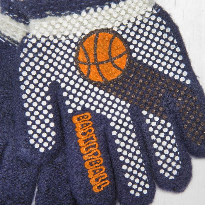 Перчатки с шерстью детские Collorista "Баскетбольный мяч", размер 16 (р-р произв. 8), цвет синий