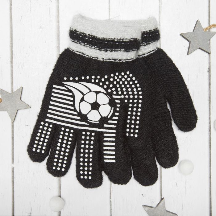 Перчатки с шерстью детские Collorista "Футбольный мяч", размер 16 (р-р произв. 8), цвет чёрный