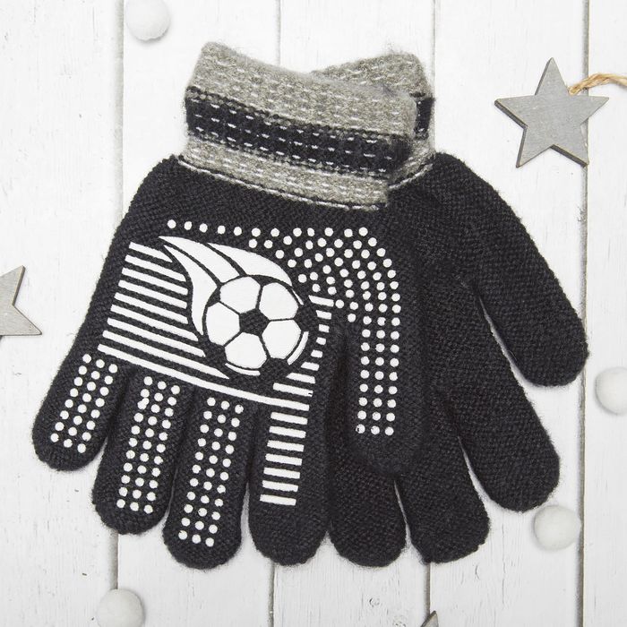 Перчатки с шерстью детские Collorista "Футбольный мяч", размер 16 (р-р произв. 8), цвет тёмно-синий
