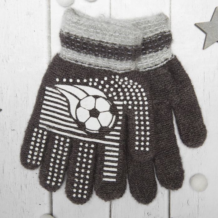 Перчатки с шерстью детские Collorista "Футбольный мяч", размер 16 (р-р произв. 8), цвет серый