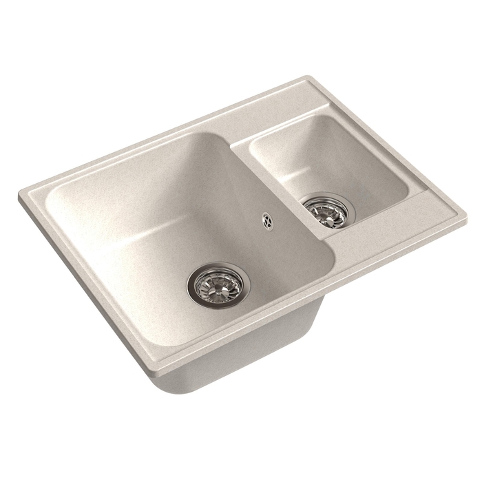 Мойка кухонная из камня Granfest ECO-09, 620х480 мм, цвет белый