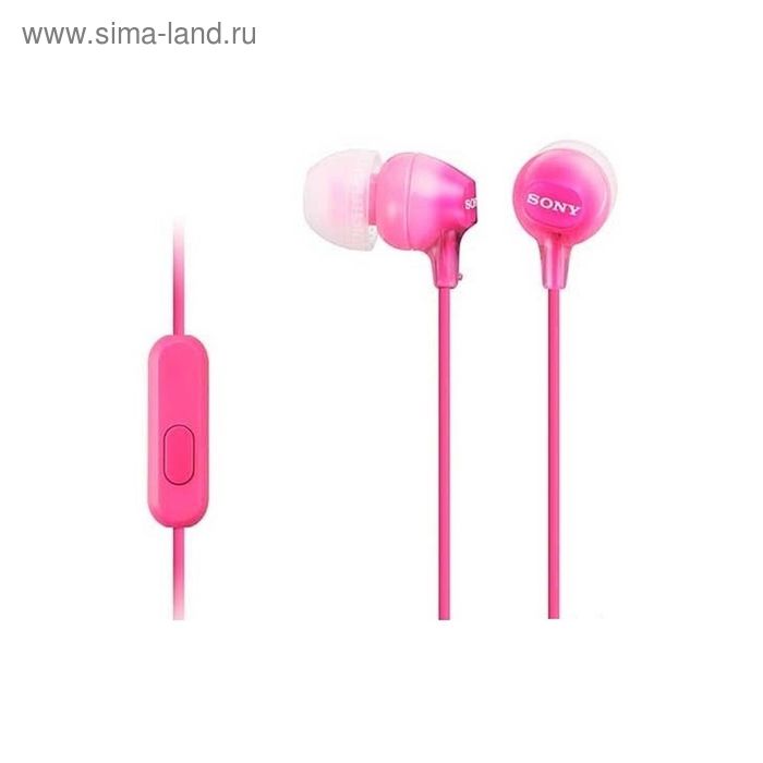 фото Наушники с микрофоном sony mdrex15appi.ce7, вкладыши, в ушной раковине, провод 1.2м, розовые