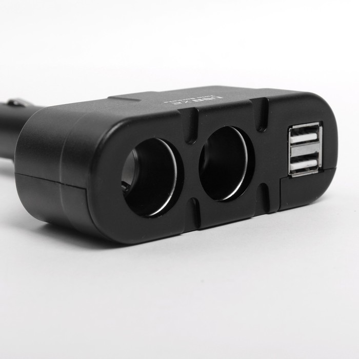 Разветвитель прикуривателя, 2 входа + 2 USB, 12/24 В