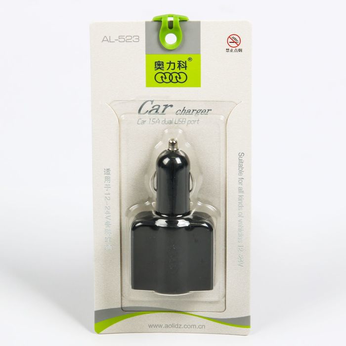 Разветвитель прикуривателя, 2 USB 12/24 В, черный