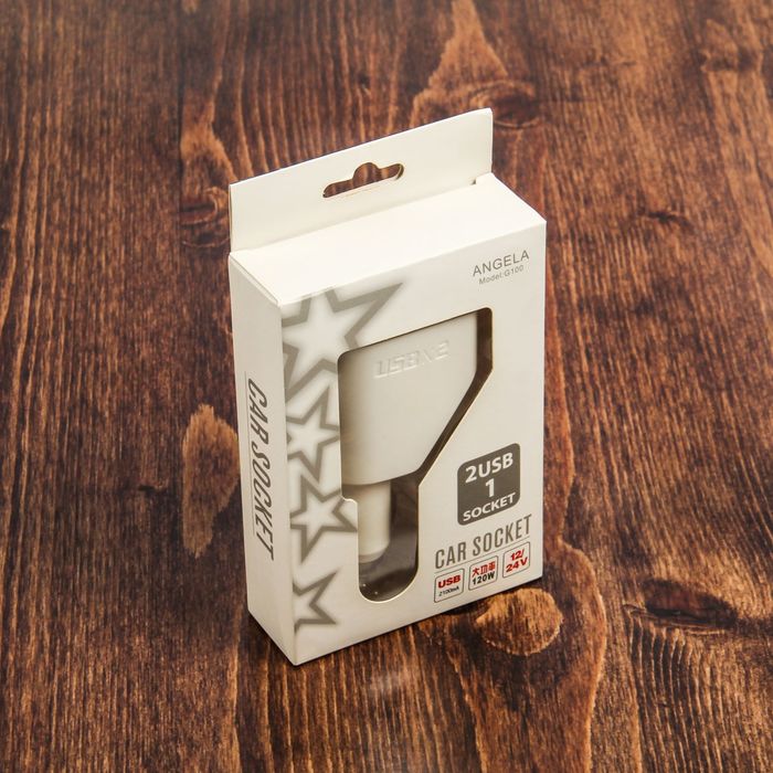 Разветвитель прикуривателя, 2 USB 12/24 В, белый