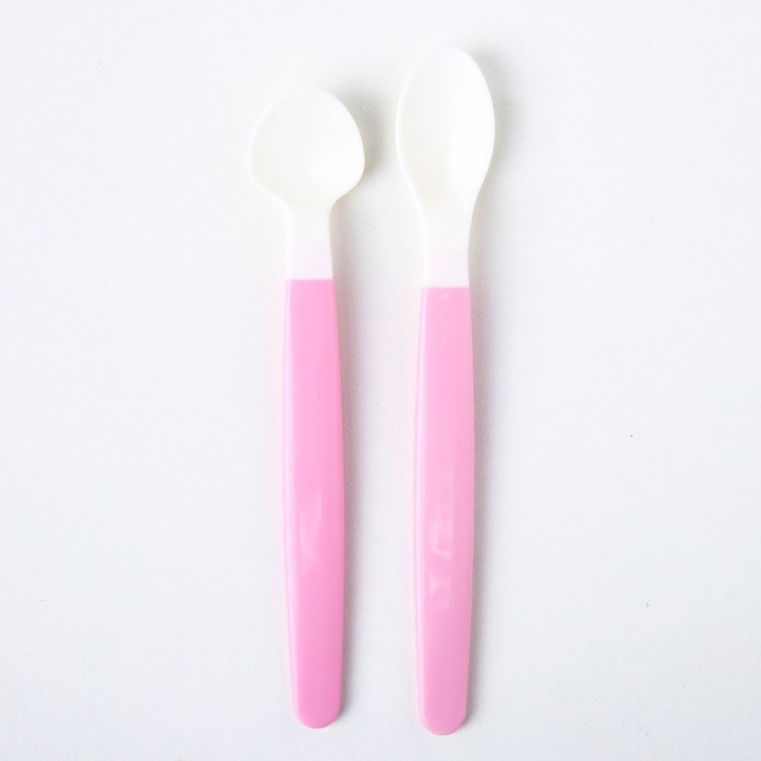 Набор посуды для кормления, 3 предмета: тарелка двухсекционная, ложки 2 шт., от 5 мес., цвет розовый