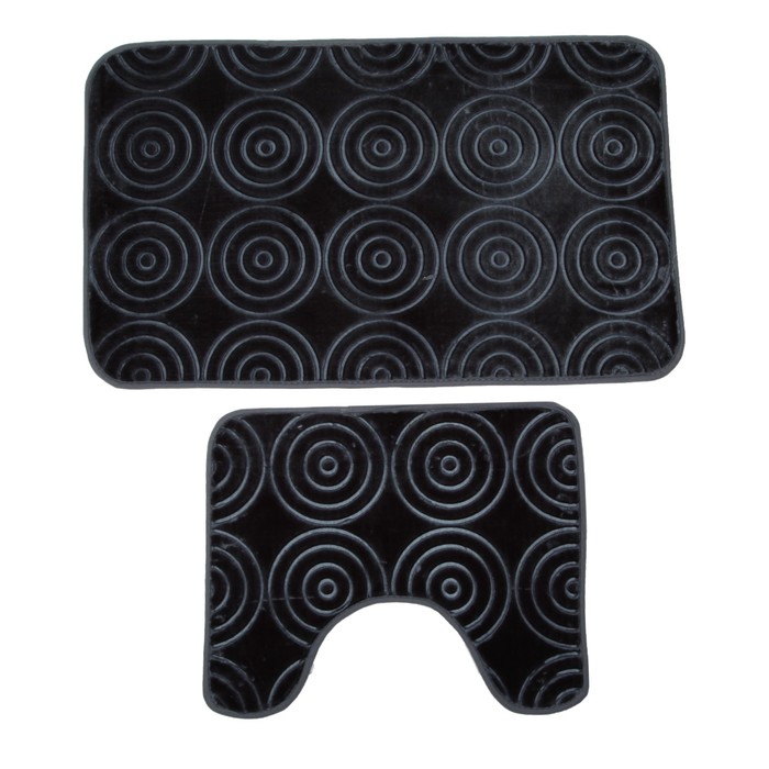 Набор ковриков для ванной и туалета "Завитки" 2 шт, цвет серый