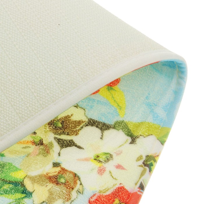 Набор ковриков для ванной и туалета "Цветы на голубом" 3 шт