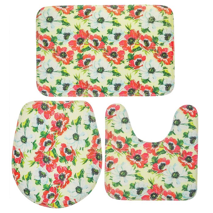 Набор ковриков для ванной и туалета &quot;Маки&quot; 3 шт