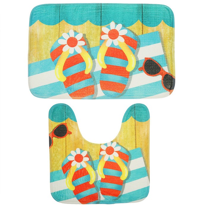 Набор ковриков для ванной и туалета "Пляжный отдых" 2 шт