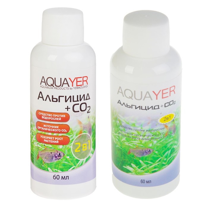 Удобрение для аквариумных растений Aquayer Альгицид+СО2, 60 мл